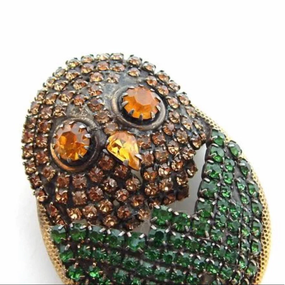 HOBE Owl Brooch and Pendant Vintage Necklace